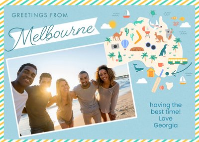 Greetings From Melbourne Postcard Style Photo Upload Card