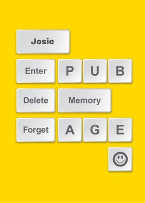 Personalised Keyboard Letters Enter Pub Delete Memory Forget Age Card