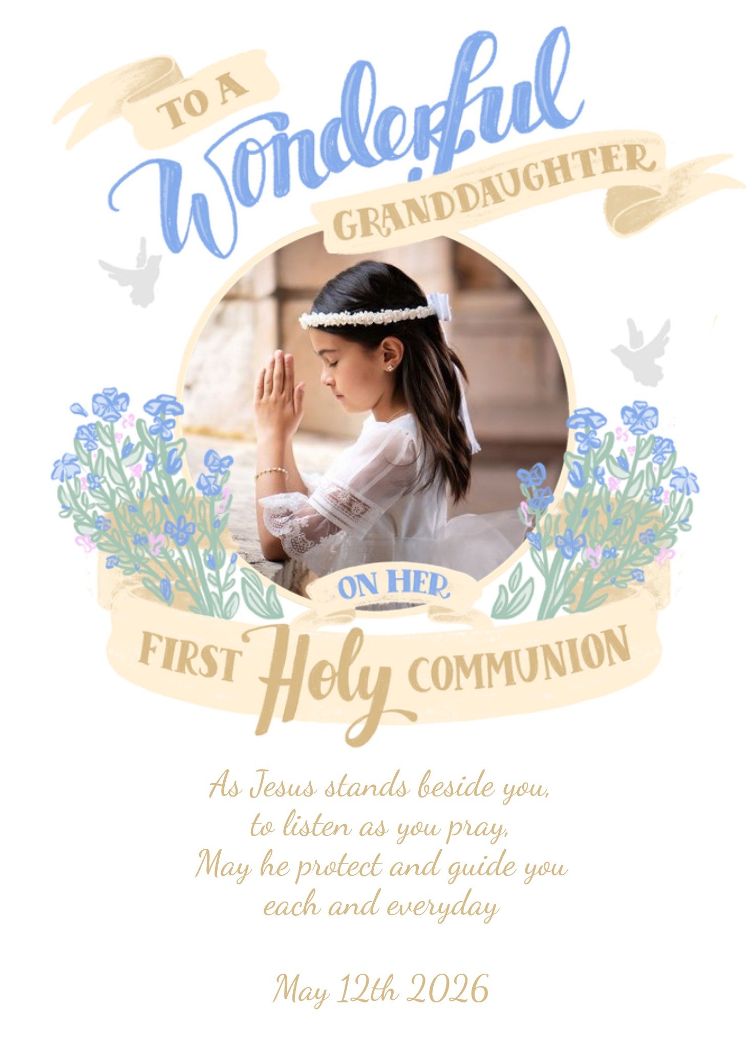 Moonpig Banner Wonderful Granddaughter Holy Communion Photo Upload Card