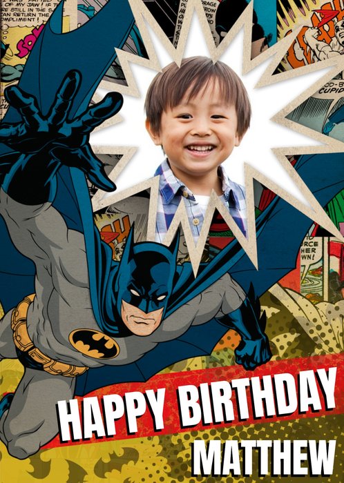 Batman Pow Personalised Photo Upload Happy Birthday Card