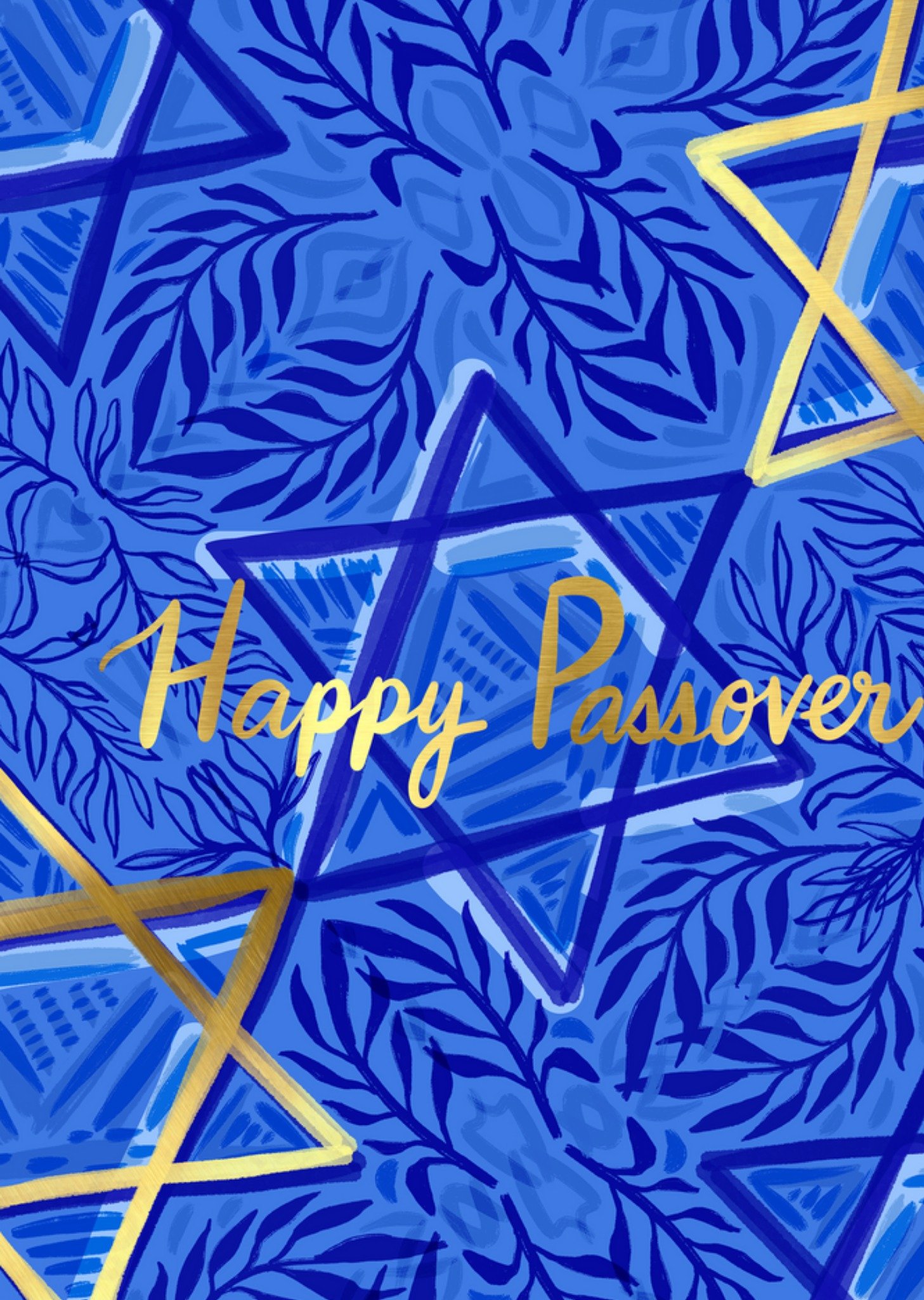 Moonpig Ettavee Happy Passover Star Of David Pattern Jewish Passover Card, Large