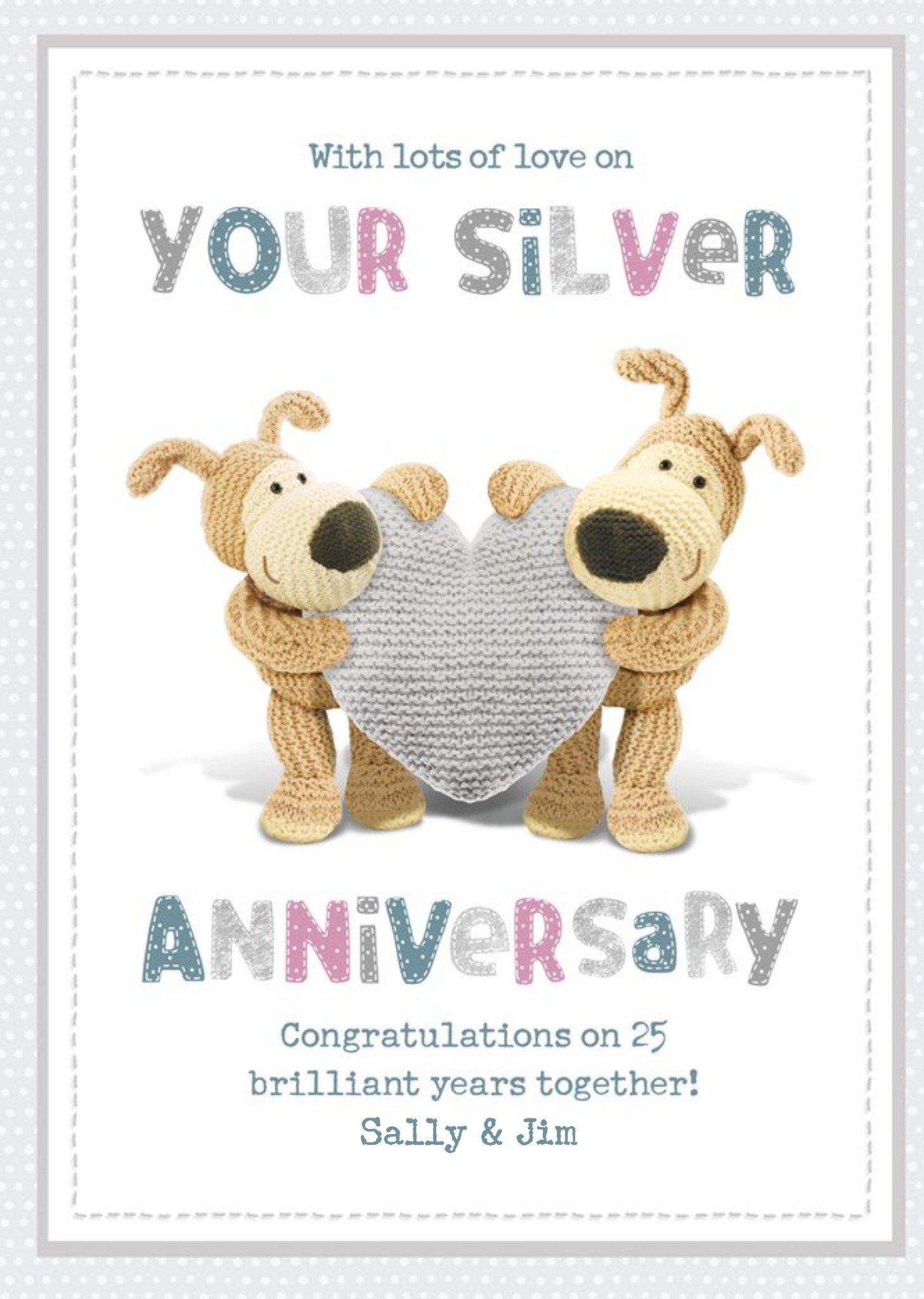 Boofle Cute Sentimental Boofle 25th Silver Anniversary Card