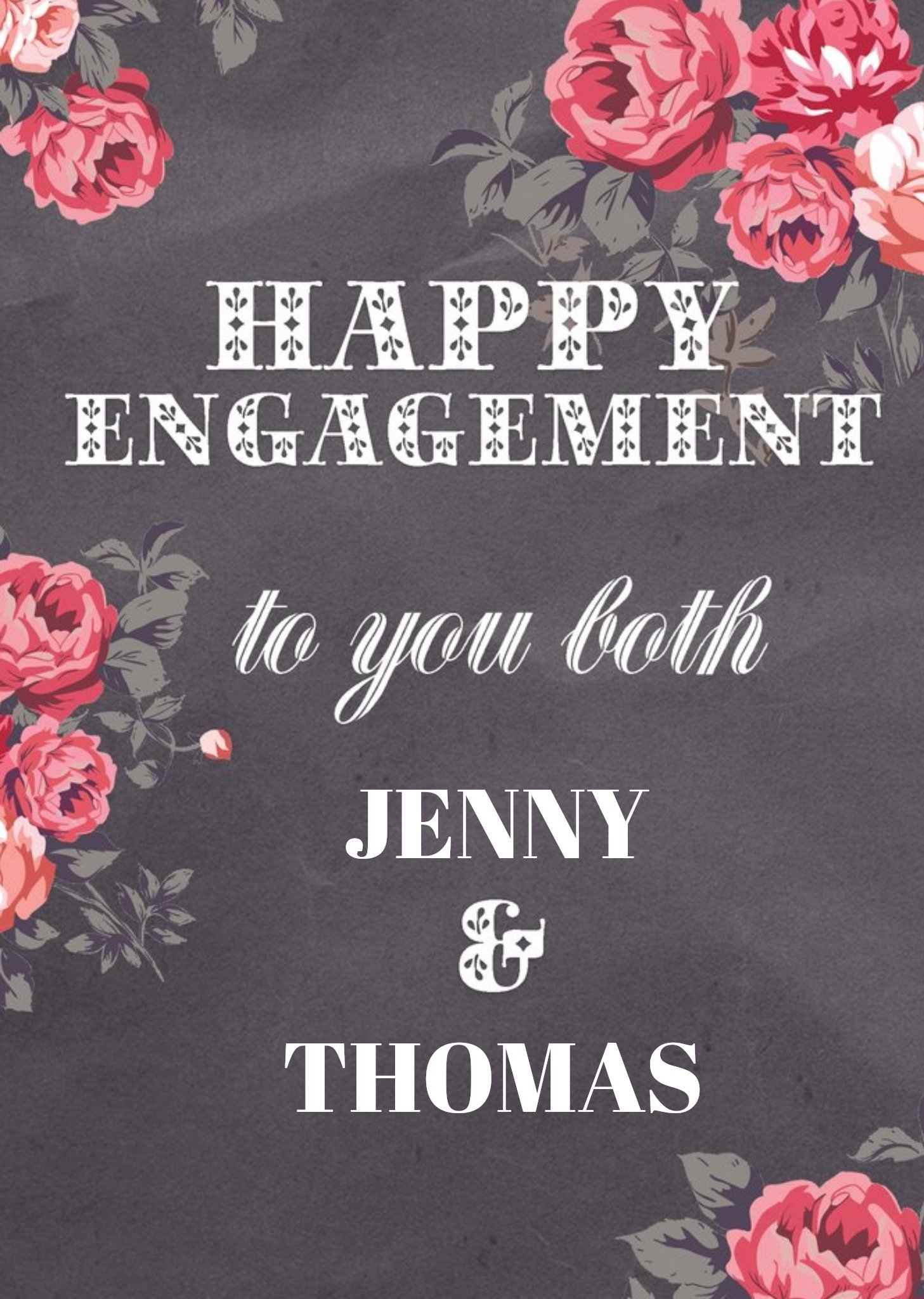 Moonpig Bright Pink Flowers Personalised Happy Engagement Card