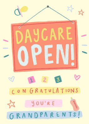 Daycare Open Congratulations You're Grandparents Card