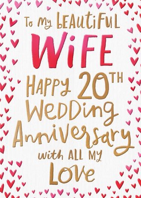 To My Beautiful Wife 20th Anniversary Card