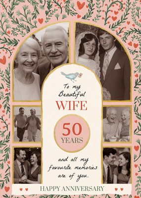 Beautiful Wife 50 Years Photo Upload Happy Anniversary Card