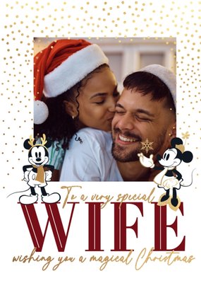 Disney Mickey And Friends To A Very Special Wife Wishing You A Magical Christmas Photo Upload Card