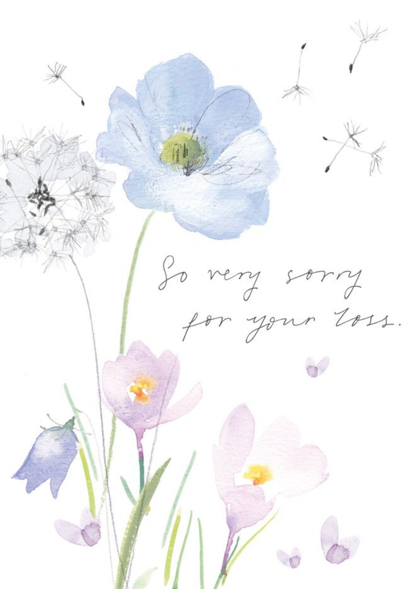 Moonpig Floral Illustration So Very Sorry For Your Loss Sympathy Card
