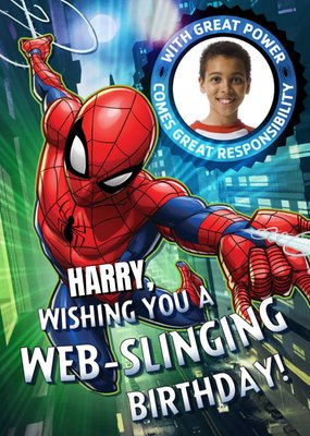 Marvel Spiderman Have A Web-Slinging Birthday Photo Card