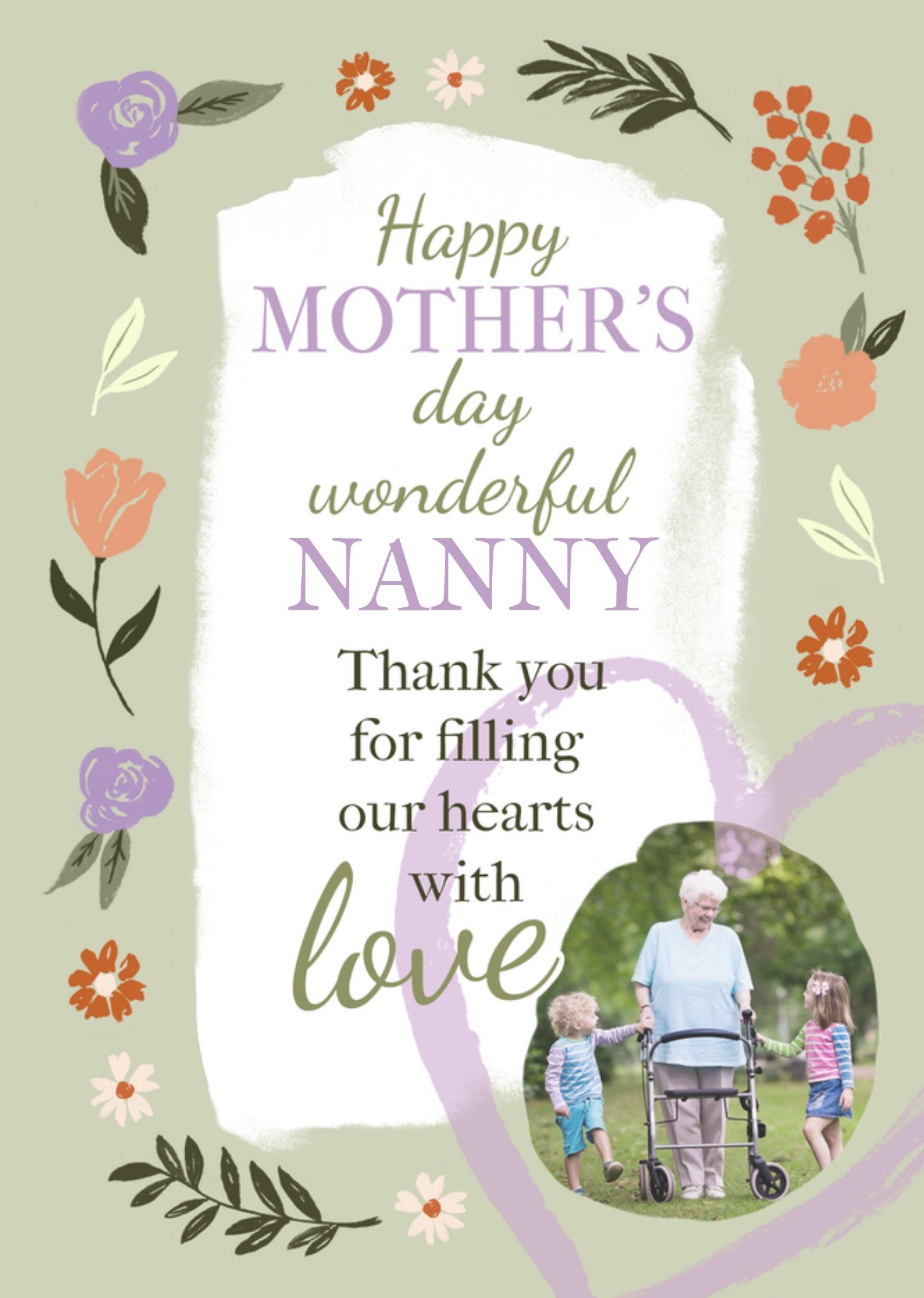 Moonpig Wonderful Nanny Sentimental Verse And Photo Upload Mother's Day Card
