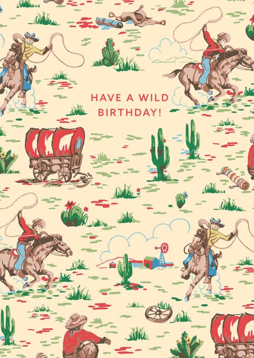 Wild West Cowboy Illustrated Cath Kidston Birthday Card 