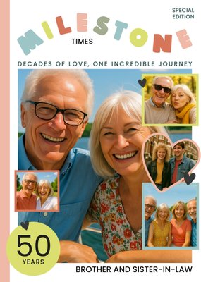 Decades Of Love Brother And Sister-In-Law Photo Upload 50th Anniversary Card