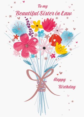 Watercolour Flower Bouquet Personalised Birthday Card - Sister in Law