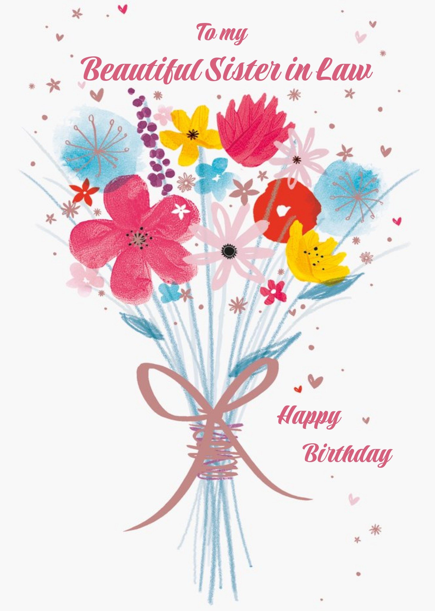 Moonpig Watercolour Flower Bouquet Personalised Birthday Card - Sister In Law