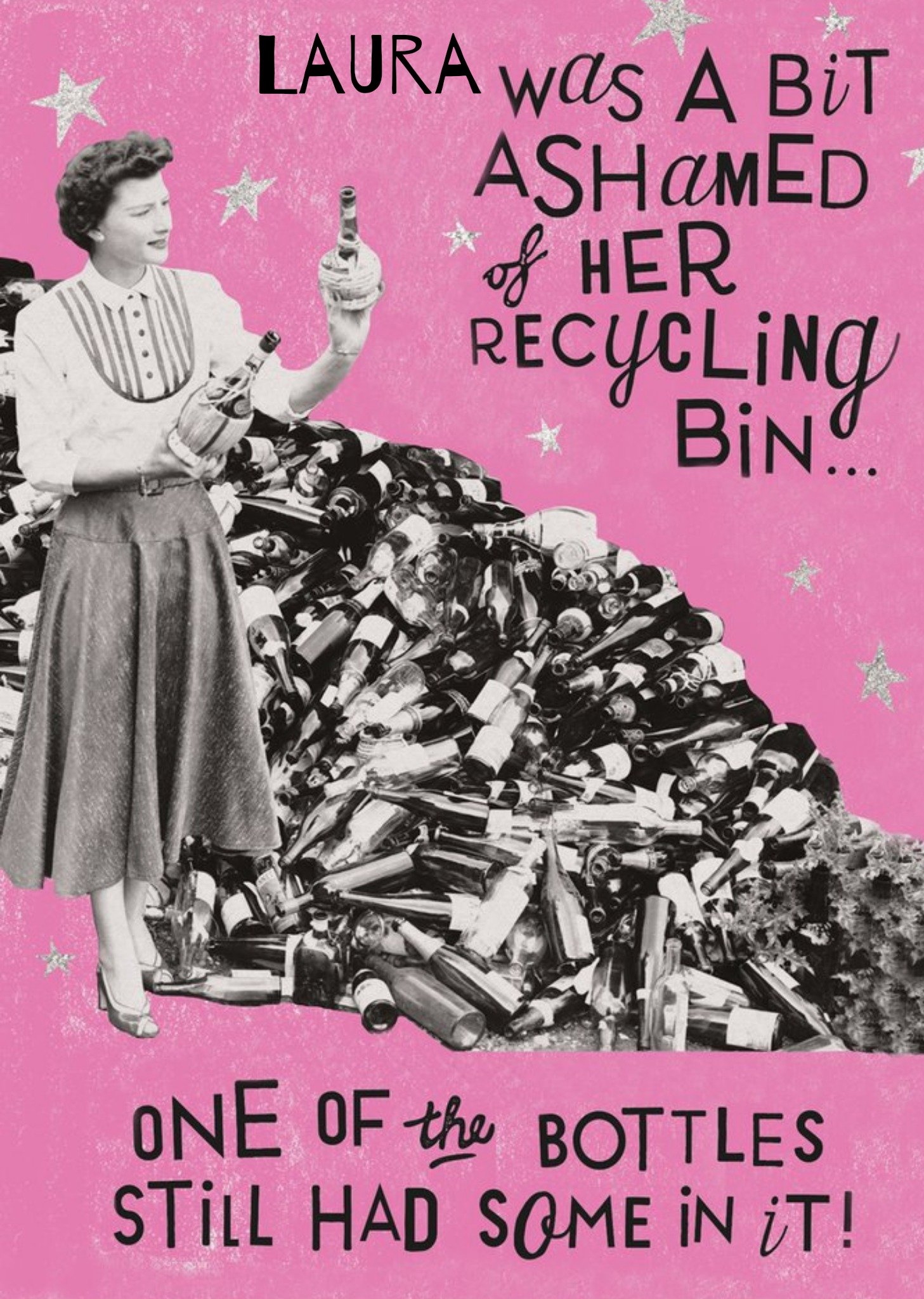 Moonpig Funny Birthday Card - Ashamed Of Her Recycling Bin