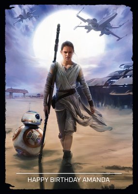 Star Wars Rey And Bb-8 Personalised Happy Birthday Card