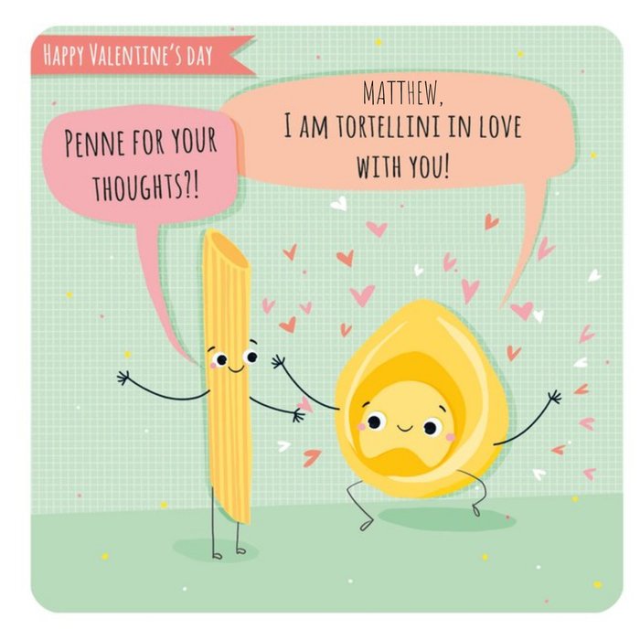 Tortellini In Love Valentines Card