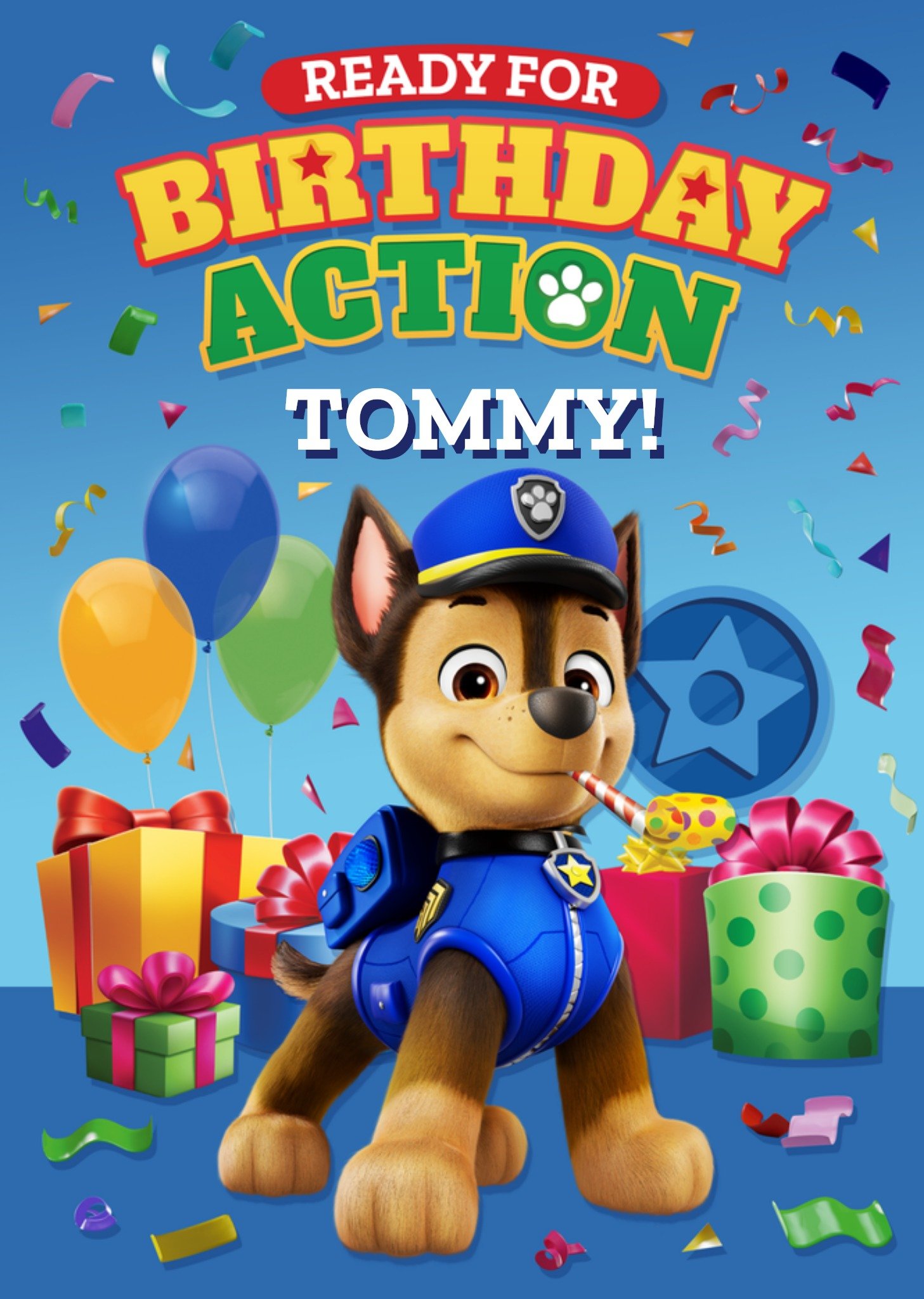 Paw Patrol Chase Ready For Birthday Action Illustrated Card