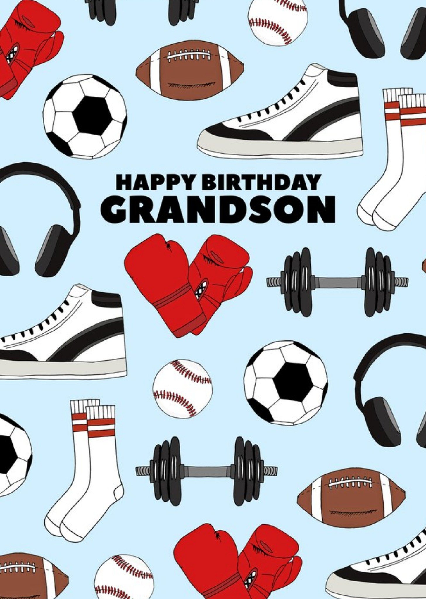 Moonpig Pearl And Ivy Illustrated Sports Grandson Birthday Card