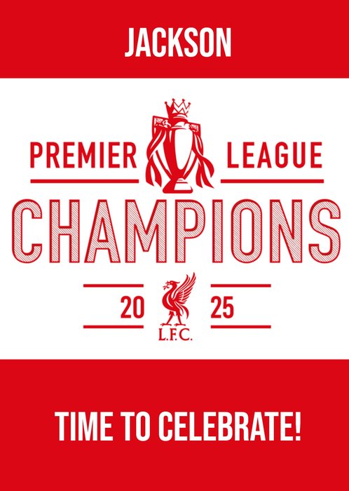 Liverpool Premier League Champions 2025 Typographic Card