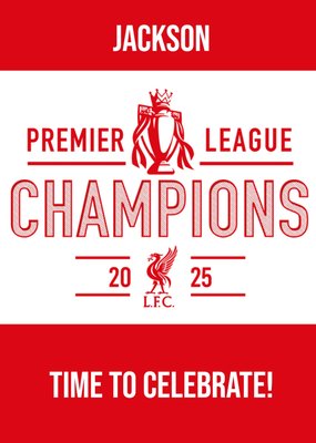 Liverpool Premier League Champions 2025 Typographic Card
