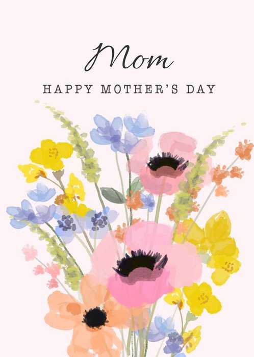 Happy Mothers Day Mom Flowers Floral Bouquet Mothers Day Card