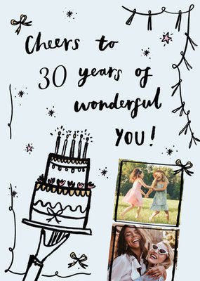 Cheers To 30 Years Of Wonderful You Photo Upload Birthday Card