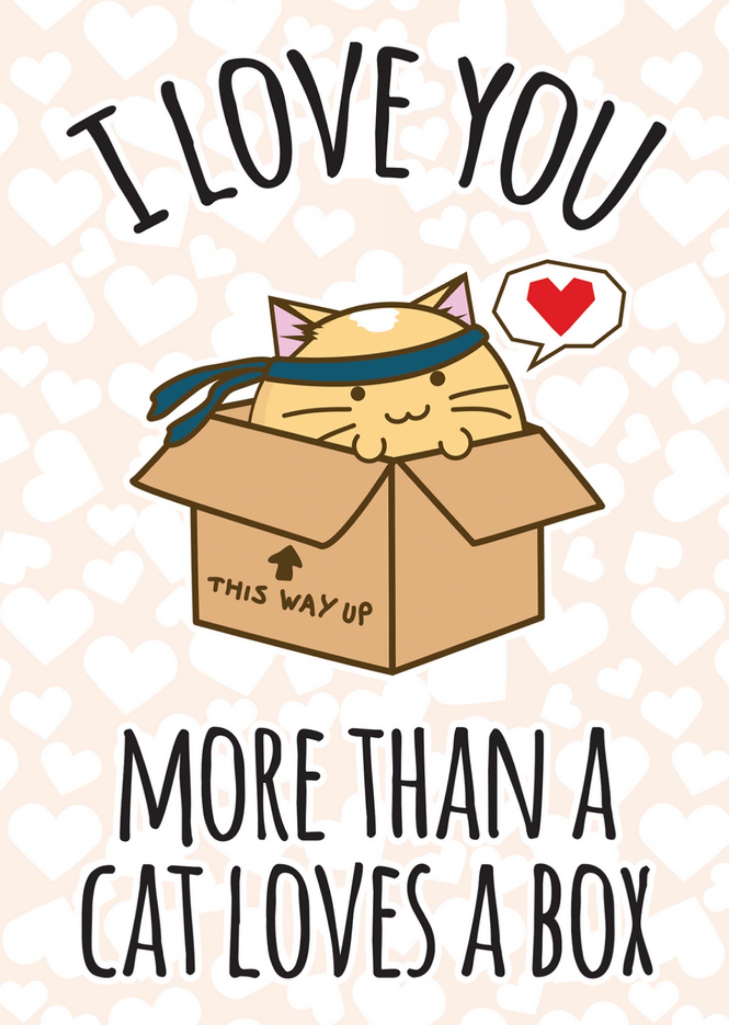 Moonpig Fuzzballs I Love You More Than A Cat Loves A Box Birthday Card, Large