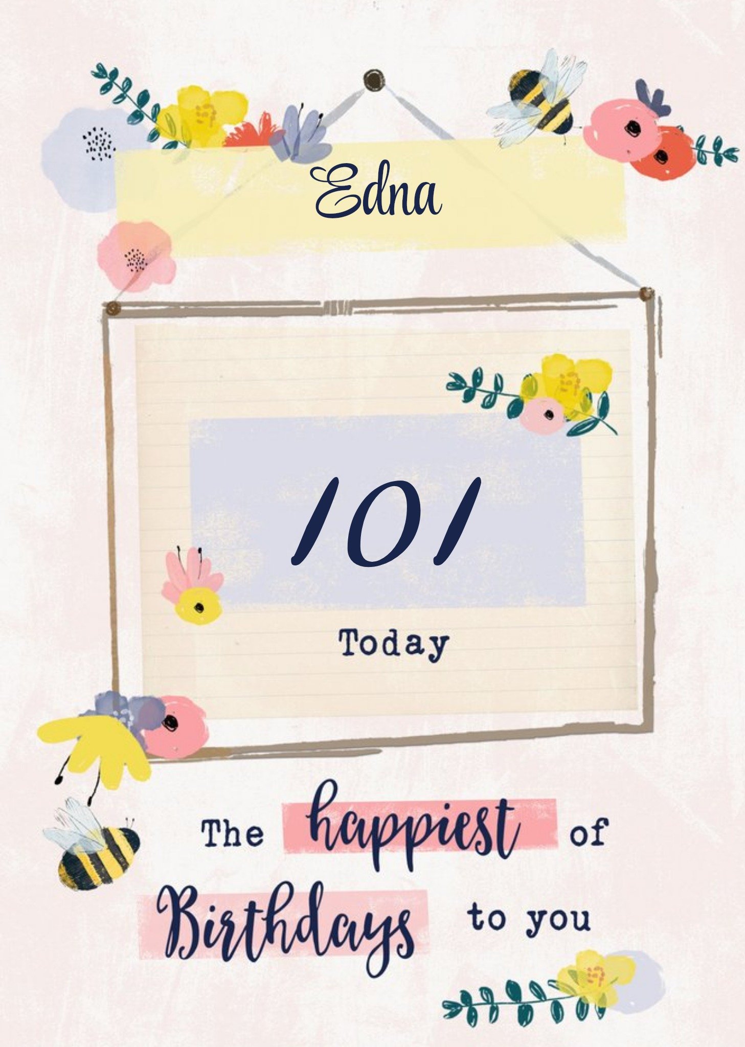 Moonpig Bees Knees Floral 101 Today Birthday Card