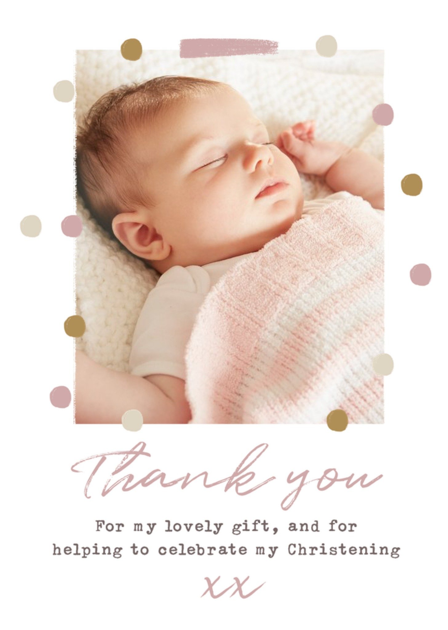 Moonpig Thank You For My Gift And Celebrating My Christening Photo Upload Card