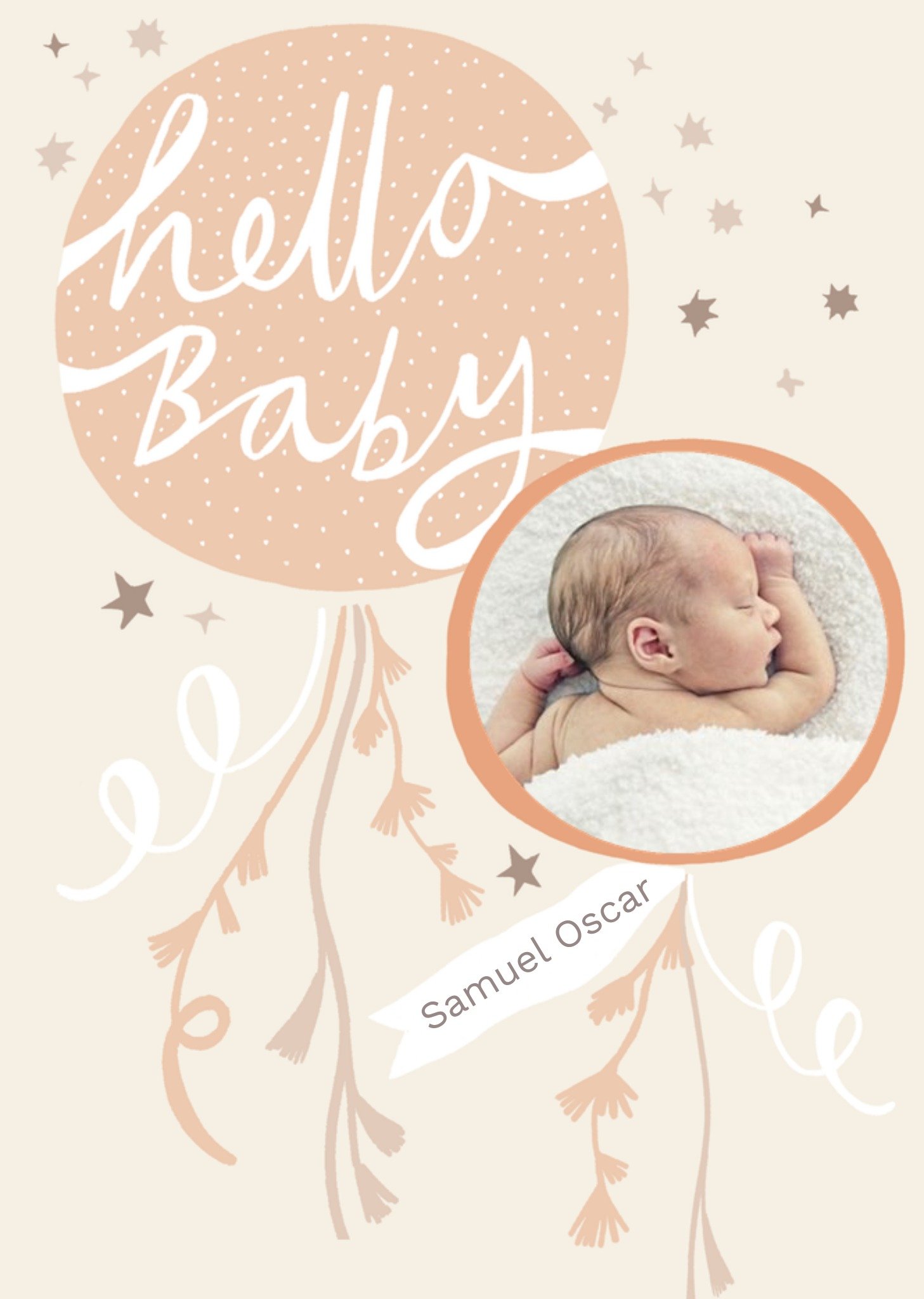 Moonpig Stella Isaac Hello Baby Photo Upload Birthday Card