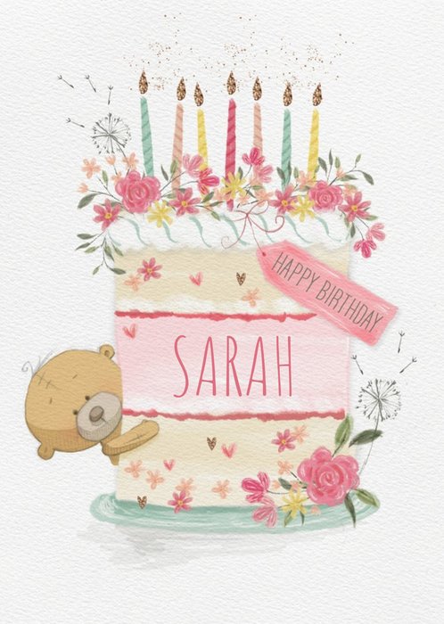 Mouse and Cake Illustration Birthday Wishes Card