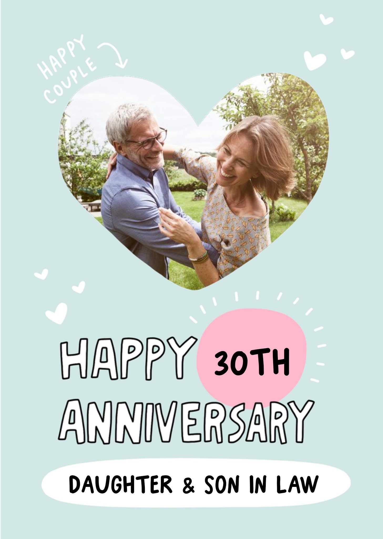 Moonpig Angela Chick - Bright Colourful Happy 30th Anniversary Daughter & Son In Law, Photo Upload C