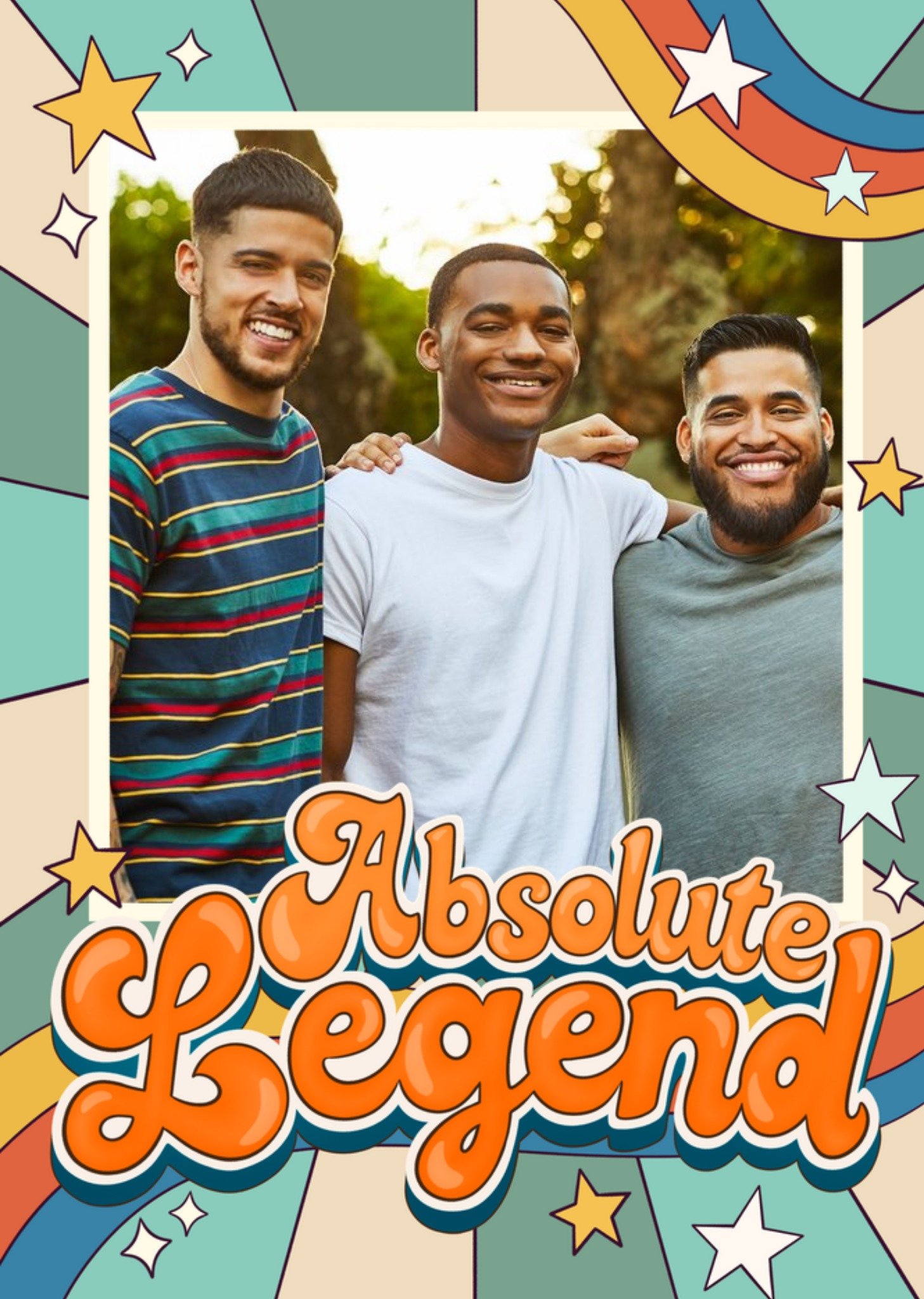 Moonpig 70S Inspired Retro Patterned Absolute Legend Birthday Photo Upload Card
