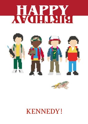 Stanger Things Pixel Illustration Birthday Card