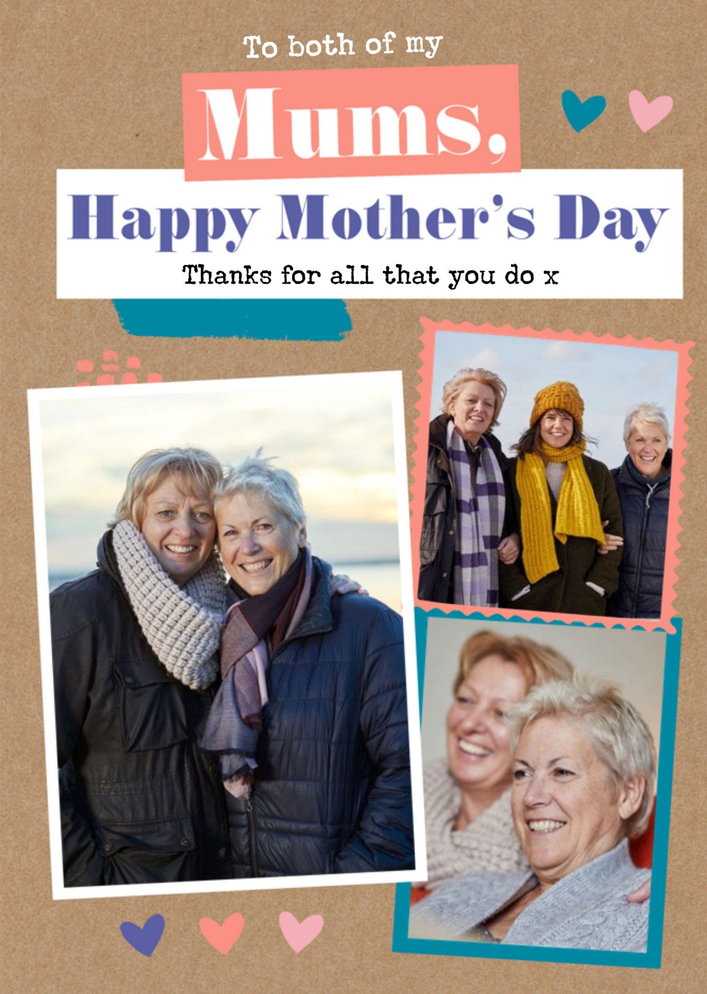 Moonpig Modern Photo Upload Collage Two Mums Same Sex Parents LGBTQ+ Mothers Day Card
