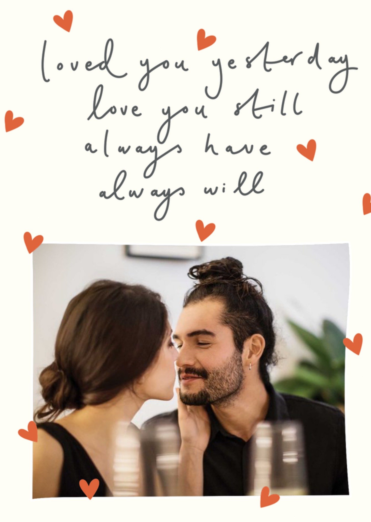 Moonpig Handwritten Typography With A Photo Frame Surrounded By Hearts Valentine's Day Photo Upload 
