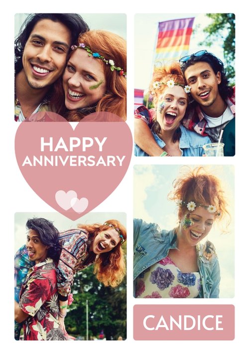 Modern Happy Anniversary Photo Upload Card