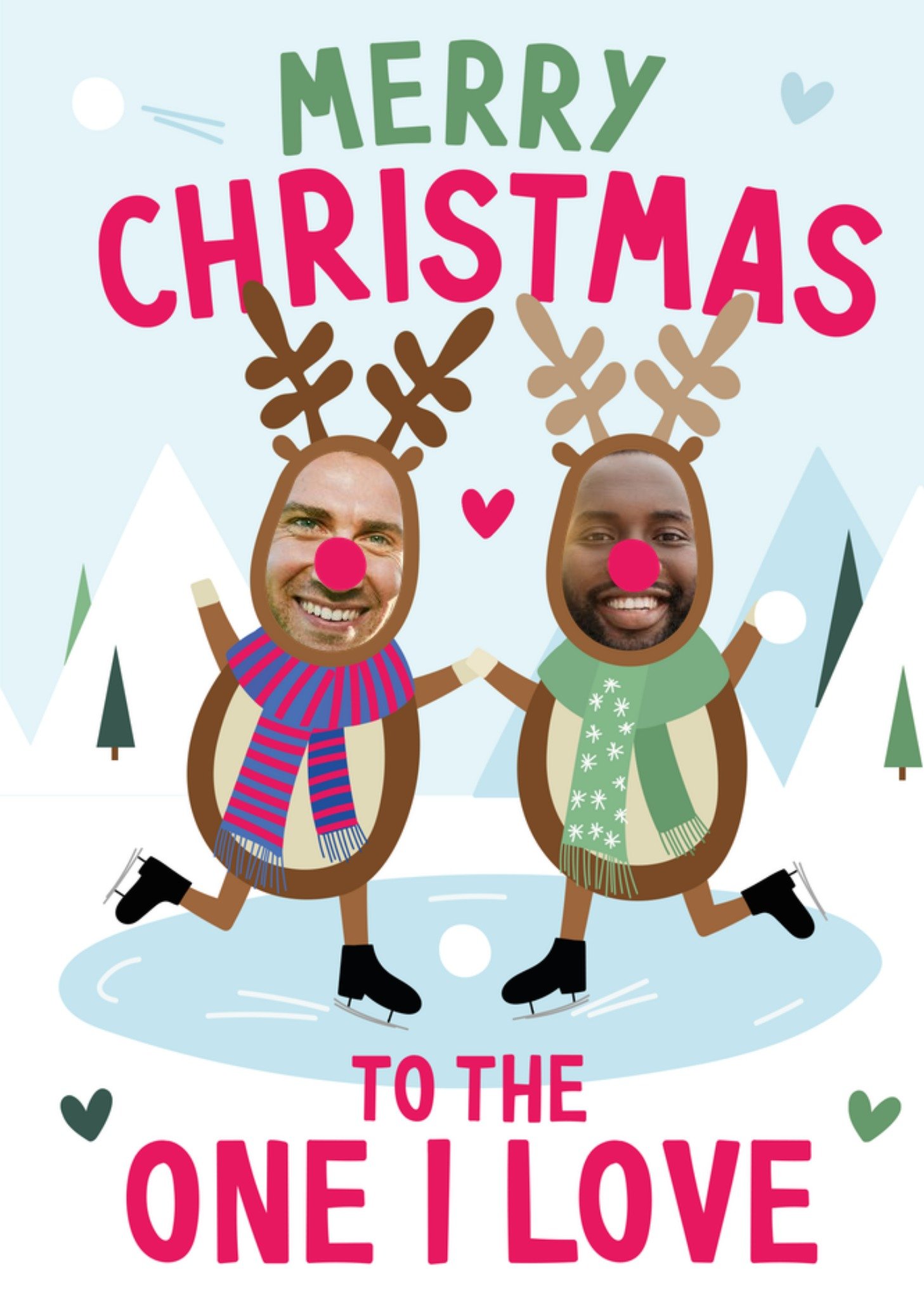 Moonpig Reindeer Photo Upload Faces One I Love Christmas Card