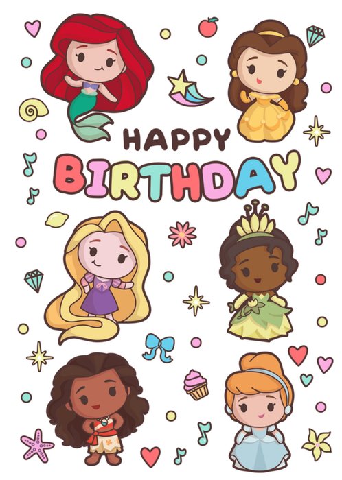 Disney Princess Happy Birthday Cartoon Princess Birthday Card