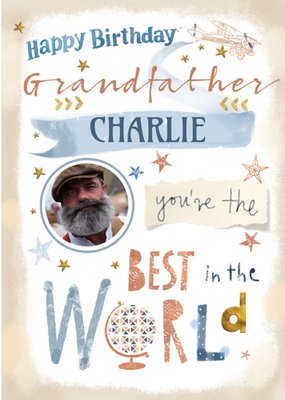 Ling Design Illustrated Best Grandfather Typographic Birthdays Card 