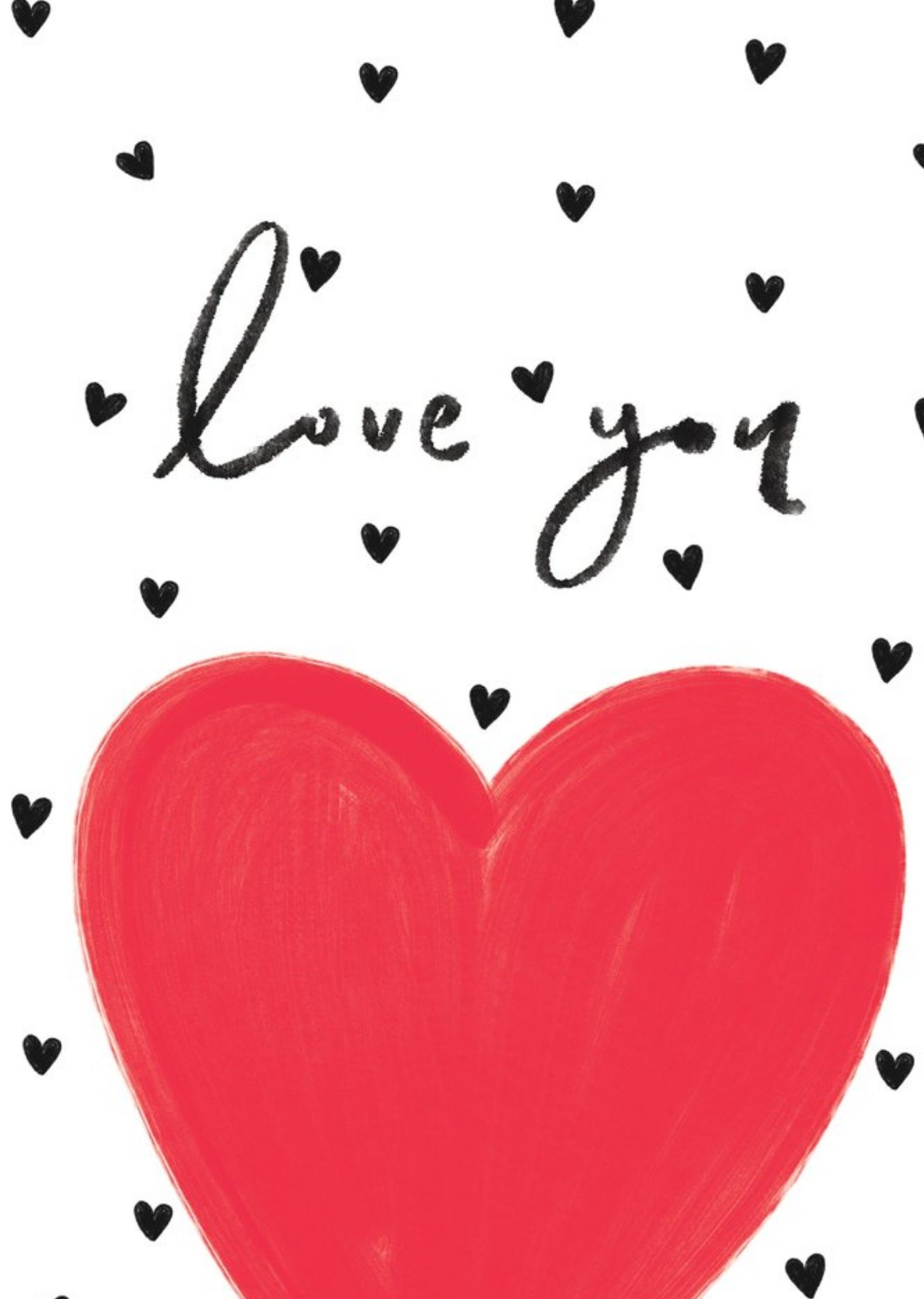 Moonpig Love You Black And Red Hearts Card