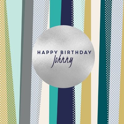 Happy Birthday Vertical Stripes Personlised Card