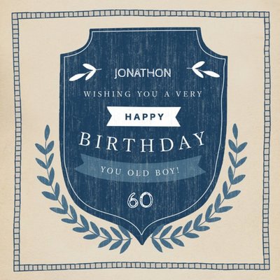 Mens birthday card - typographic - old boy