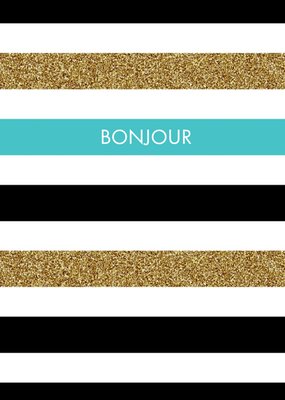 Black And White Striped Bonjour Card