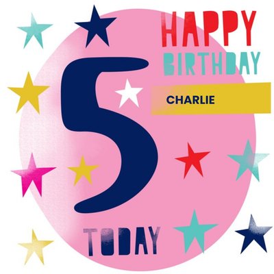 Circle And Stars 5 Today Birthday Card