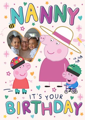 Peppa Pig Nanny Photo Upload Birthday Card