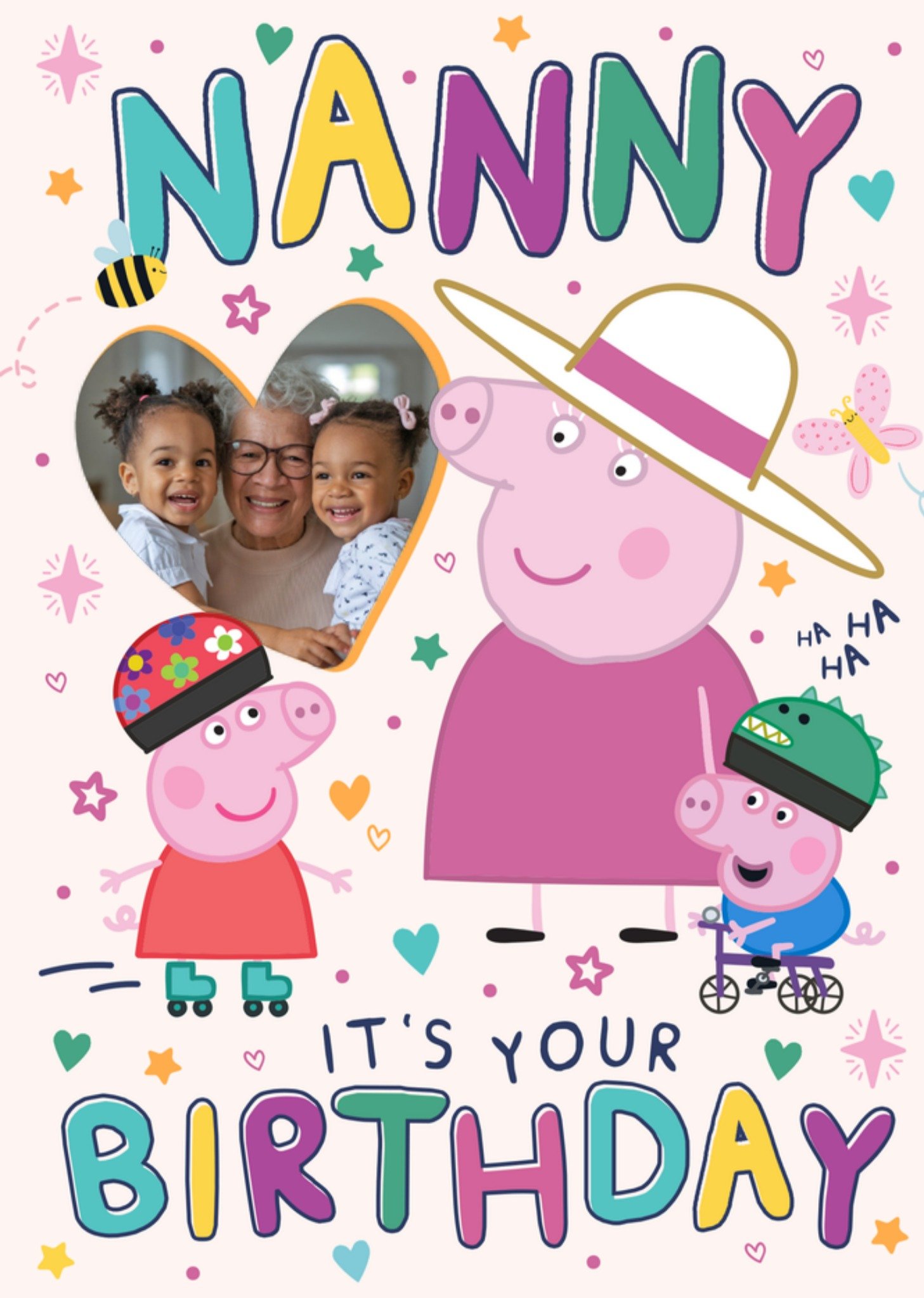 Peppa Pig Nanny Photo Upload Birthday Card