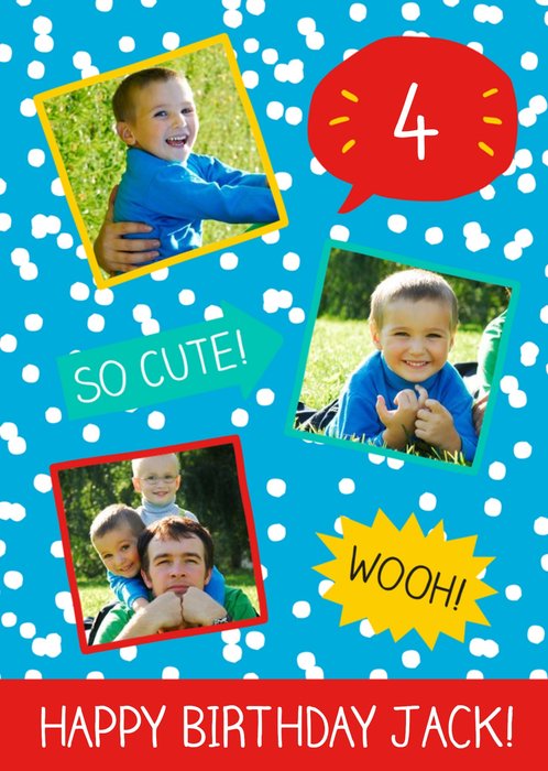 So Cute Personalised Photo Upload Happy 4th Birthday Card