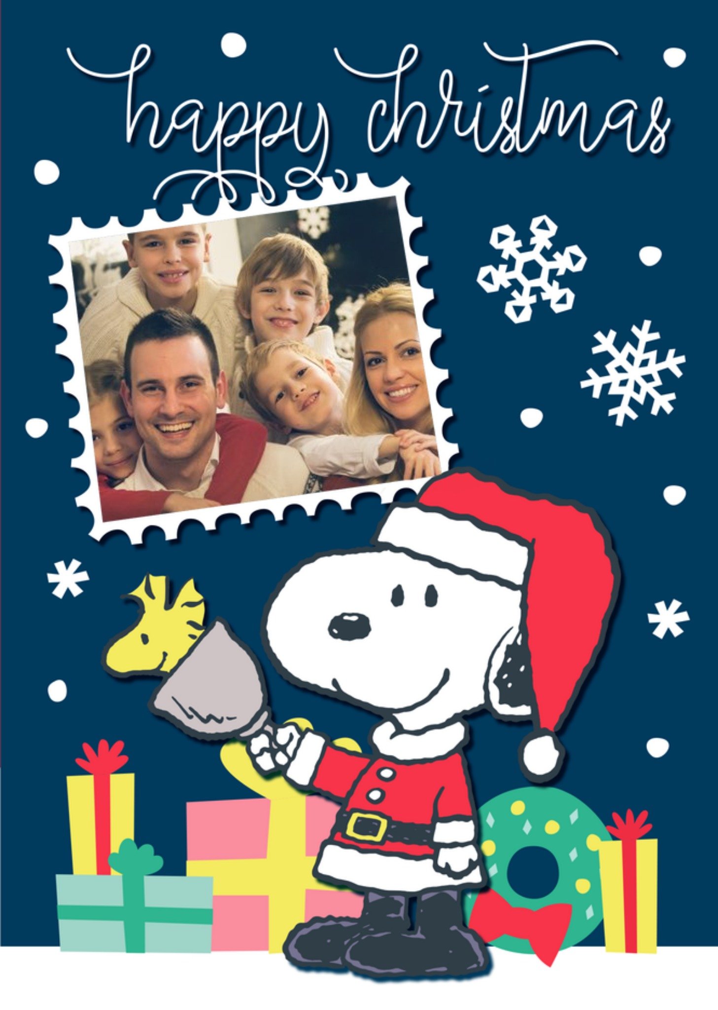 Moonpig Cute Peanuts Snoopy Happy Christmas Photo Upload Christmas Card